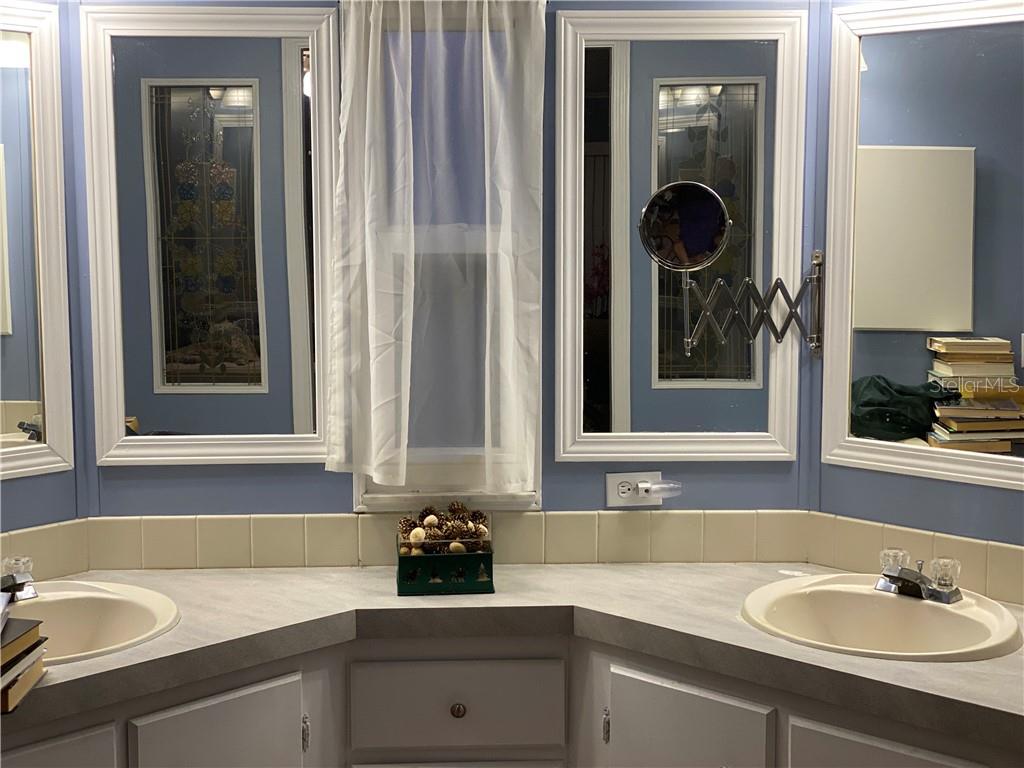 LARGE MASTER BATH WITH DOUBLE VANITY AND FRESHLY PAINTED CABINETS