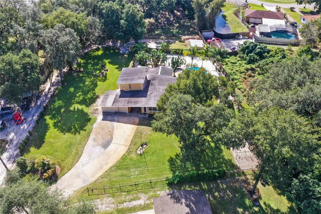 Oversized lot. Note access road from the left around to the 