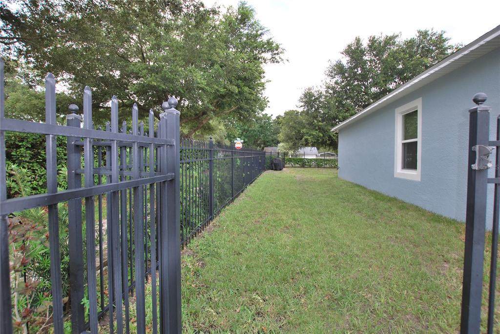 Grassy side yard for lounging, or letting the kids and furry ones play safely.