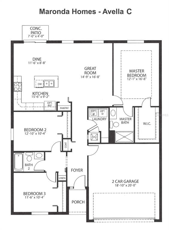 MARONDA HOMES-MODEL AVELLA C. All measurements should be verified.