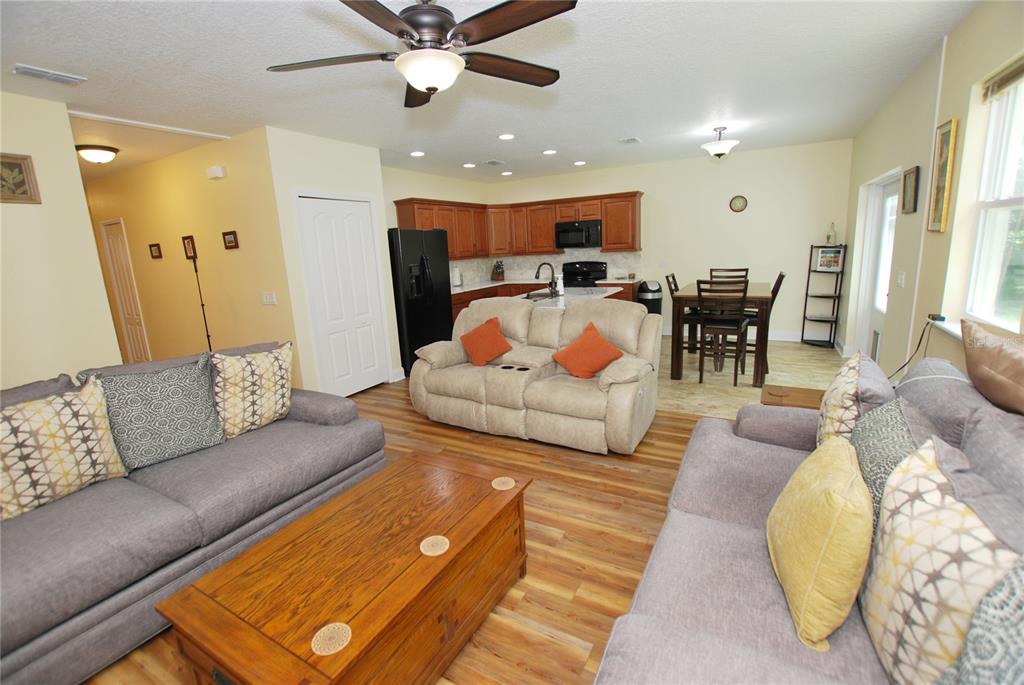 Open Plan Living, Dining Room and Kitchen.
