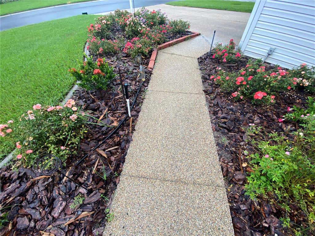 RIVER ROCK ON FRONT WALKWAY AND DRIVEWAY
