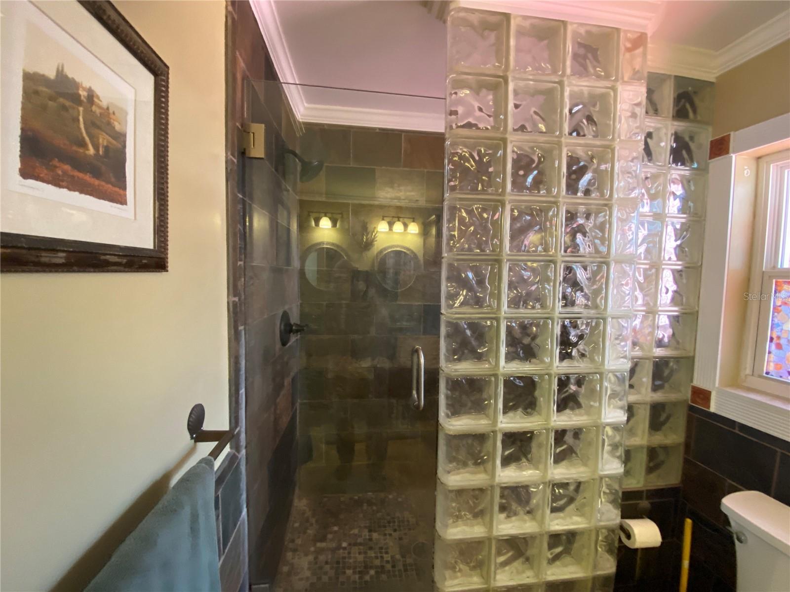 BEAUTIFUL GLASS BLOCK WALL ON SHOWER