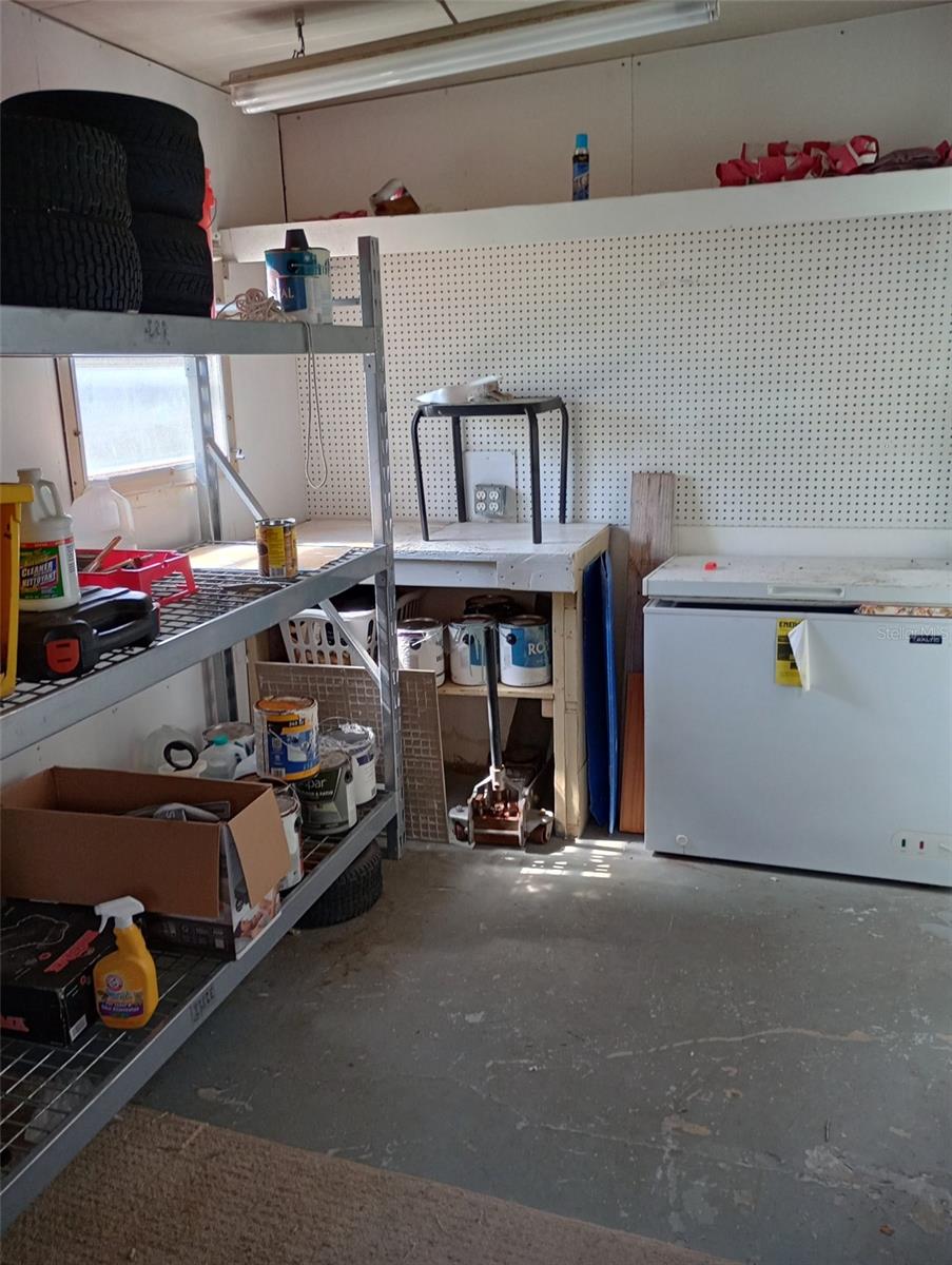 Storage and workbench. Note, Freezer is not included.