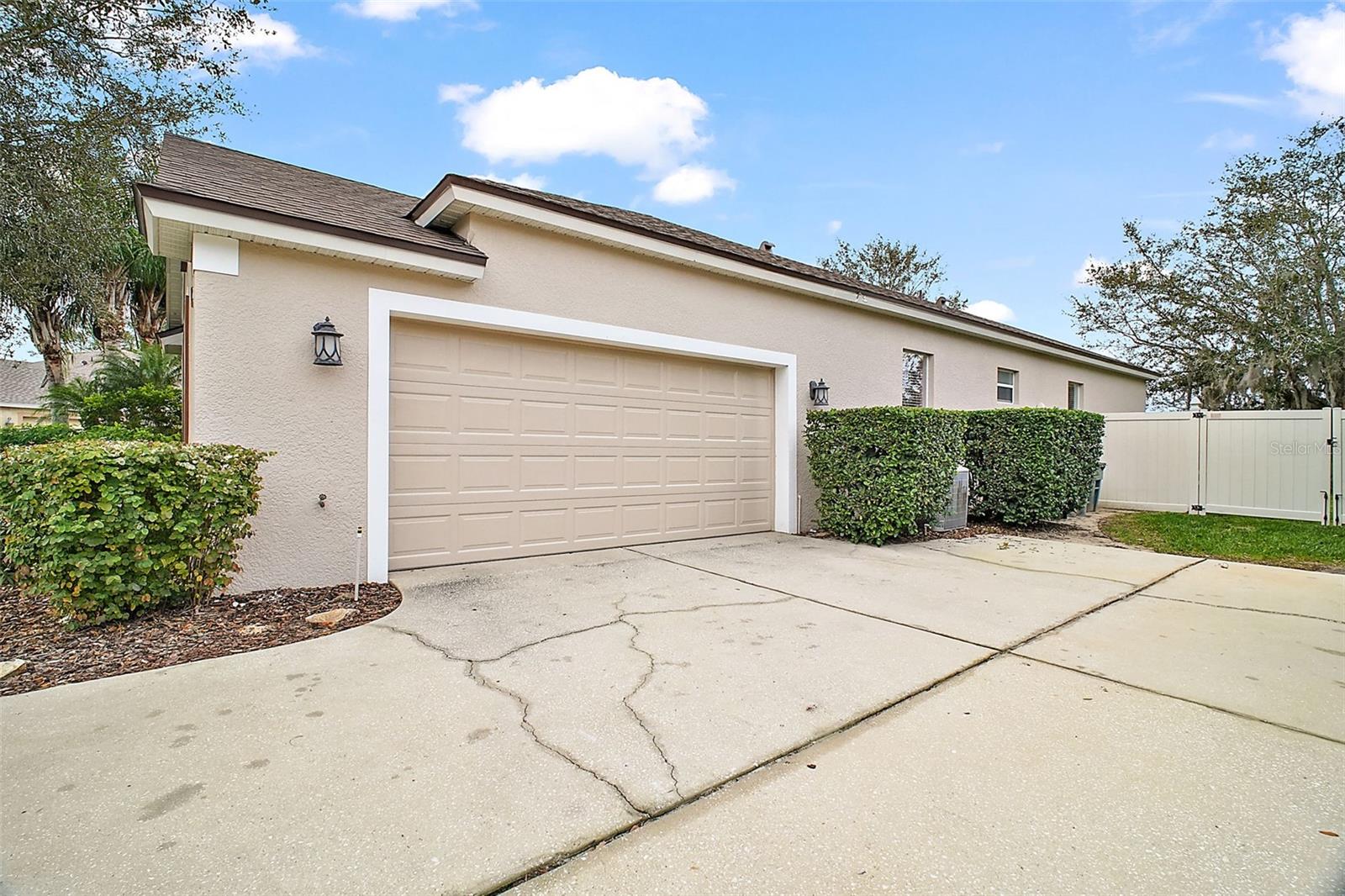 side entry garage, extended driveway